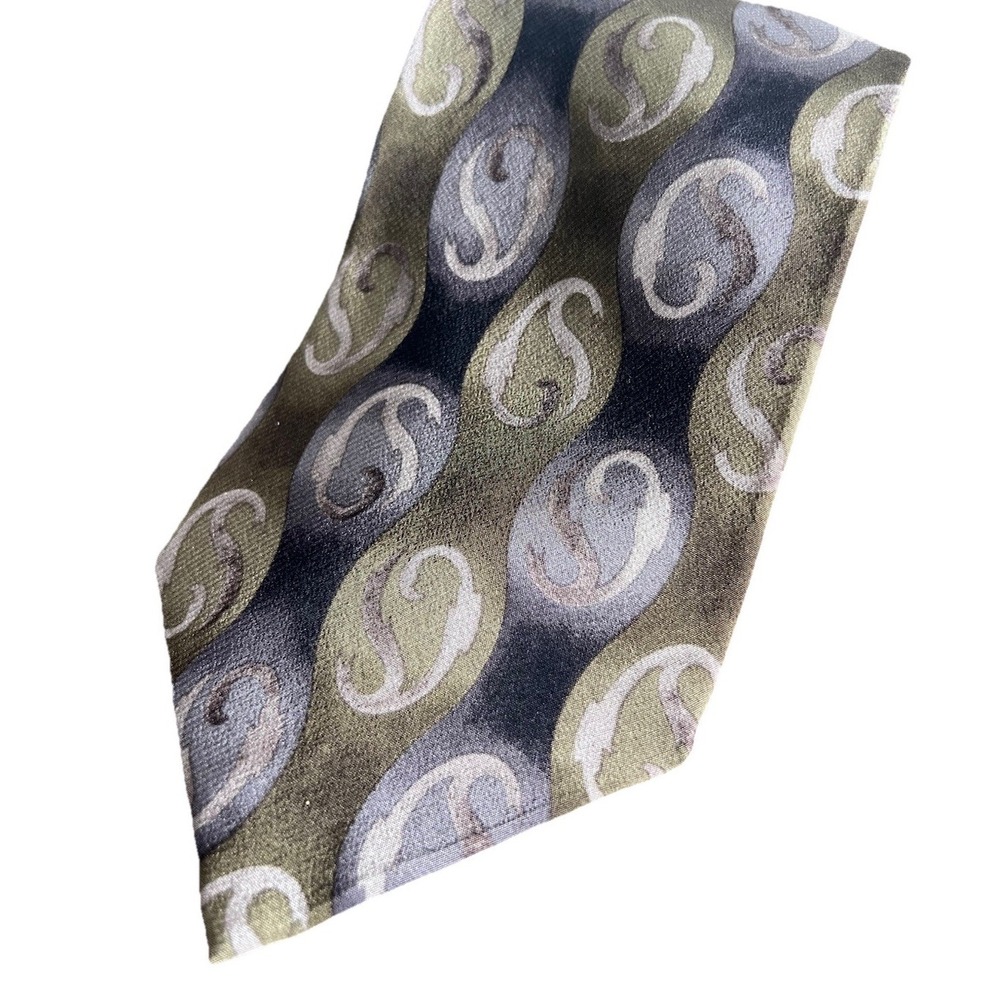 Grateful Dead Tie Fire On The Mountain Third Set 100% Silk Green Gray Geometric
